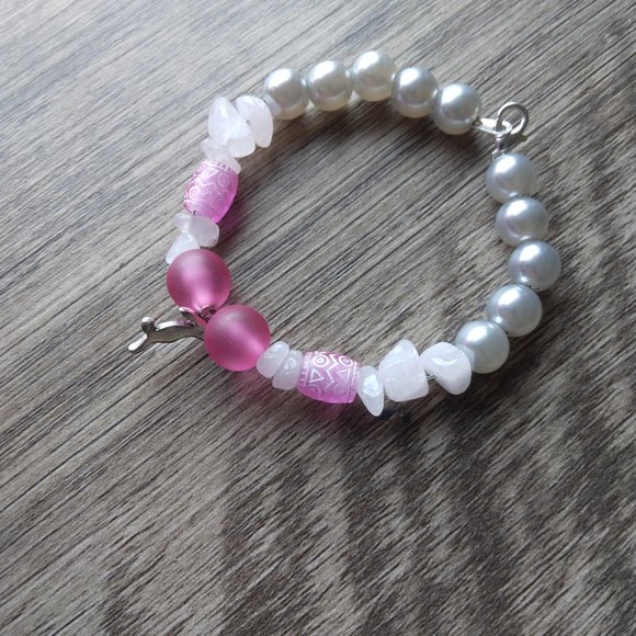 Bunny- Pink and Silver Bunny Charm Bracelet - Picture 3 of 5